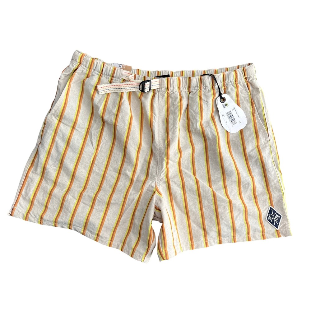 NWT Prana Men's Medium Indio Heritage Short Yarrow Stripe Relaxed Fit 5" inseam